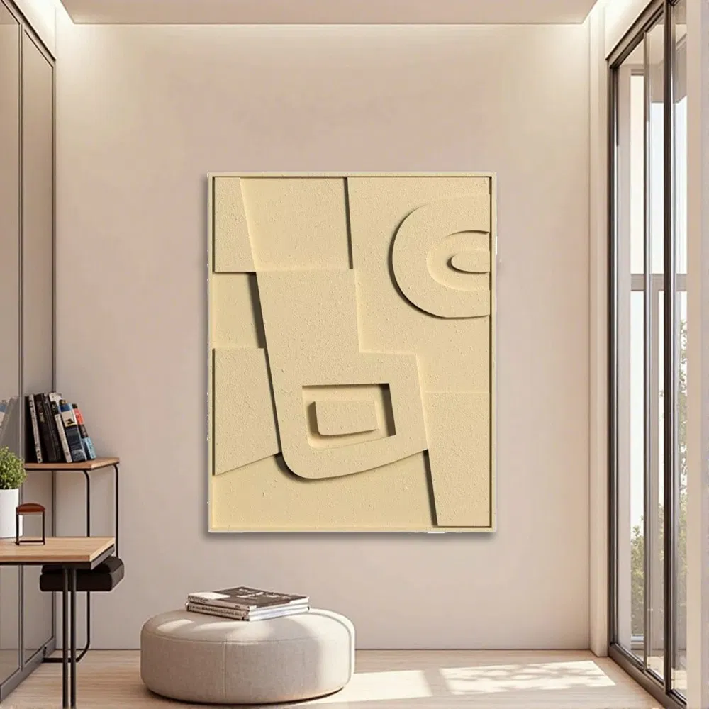Modern 3D Abstract Geometry Oil Painting for Stylish Interiors