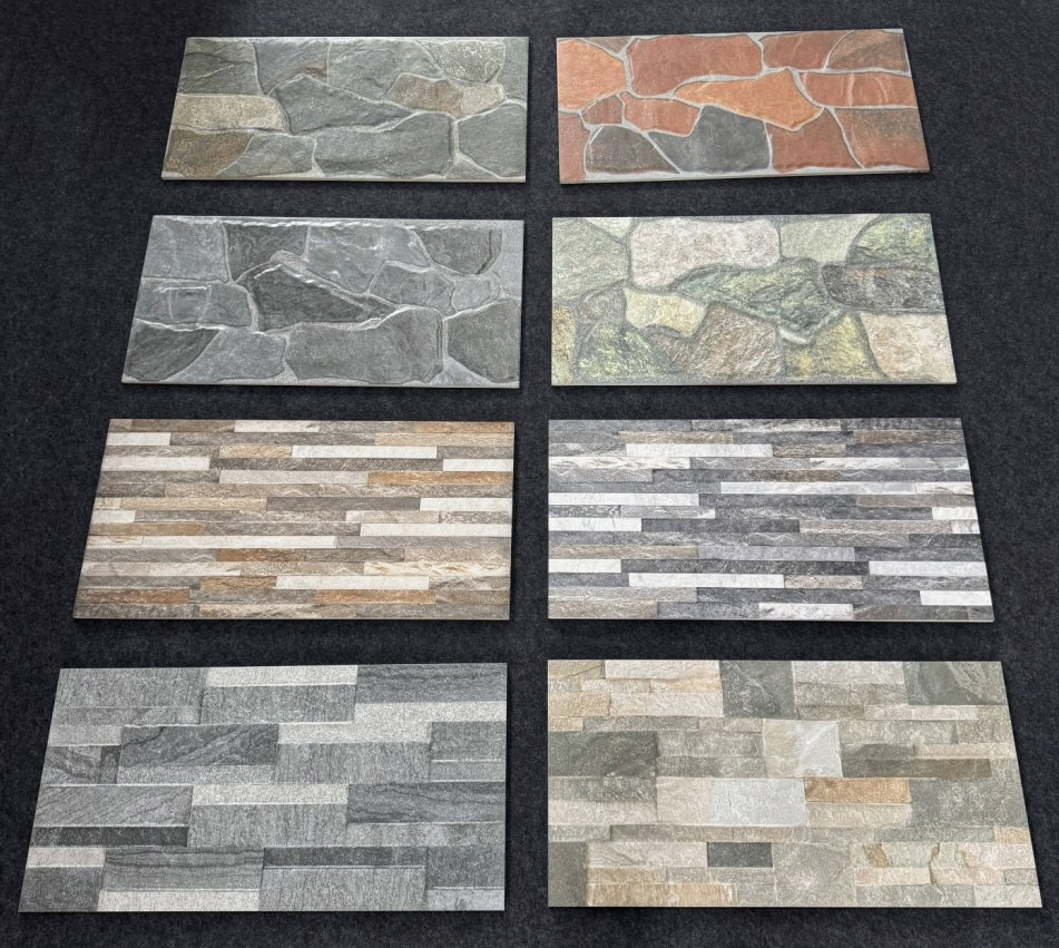 Exterior Wall Bricks 3D Concave Convex 300X600mm Ceramic Tile Antique Wall Villa House Outdoor Tiles for Wall