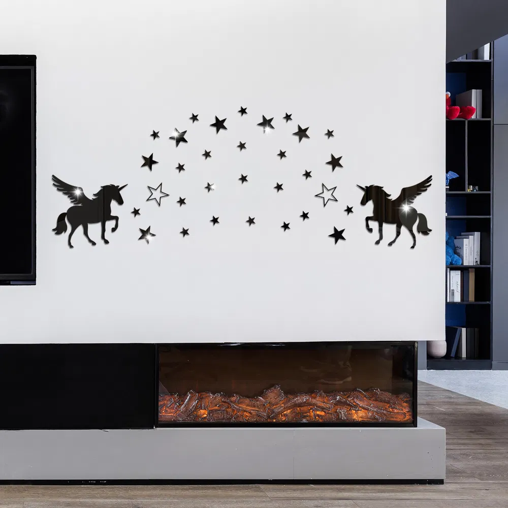 Star Unicorn Acrylic Mirror Wall Stickers 3D Kids Room Decor