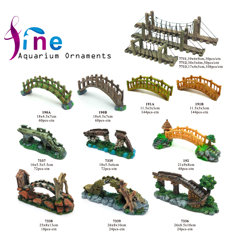 Bridges Pavilion Aquarium Ornament Bridge Resin Rockery Fake Rock Tree