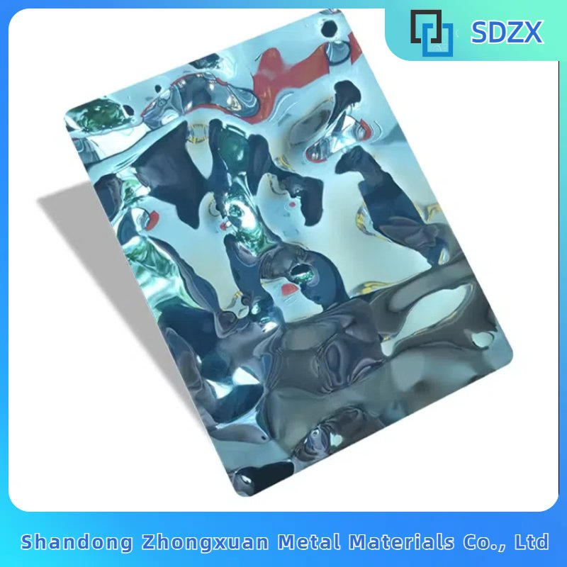 Ss 304 Golden Color Ceiling Wall Water Ripple Stamped Decorative Stainless Steel Sheet Plate