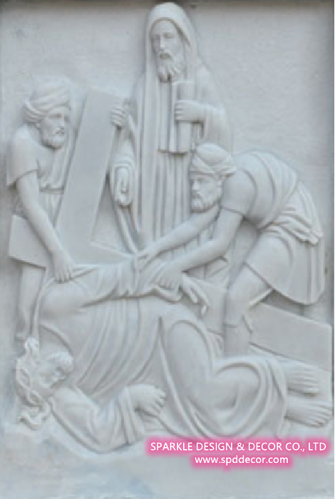 Church Religious Hand Carved White Marble Relief Panels for Sale