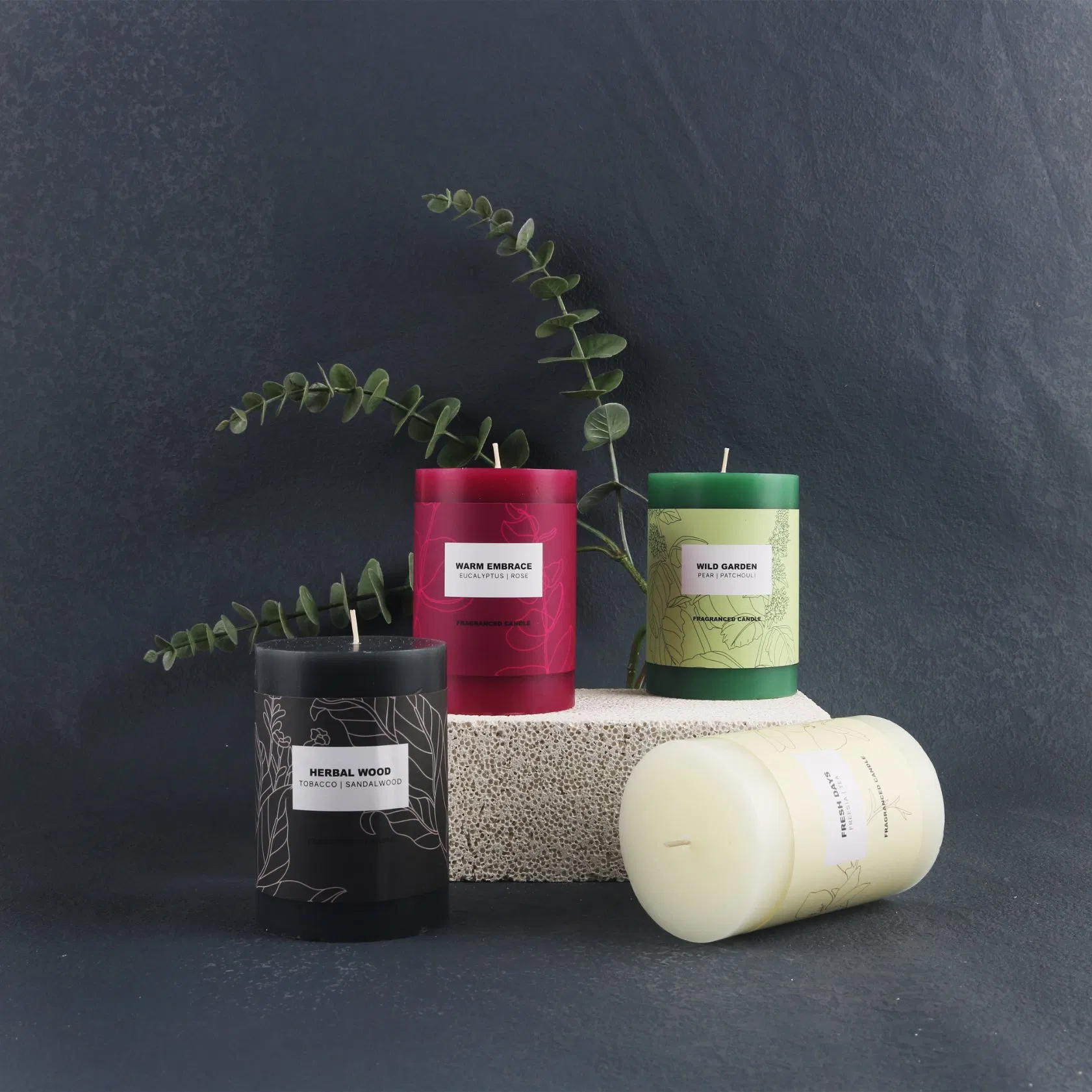 Vibrant Multi-Colored Pillar Candles for Ambiance