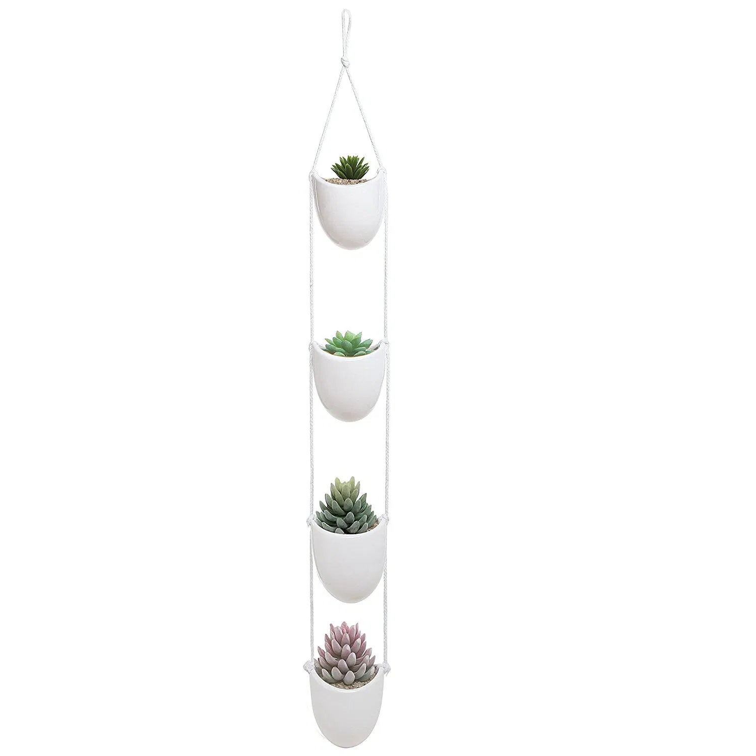 White Pot Ceramic Flower Pot Wall Hanging Self-Watering Planter Esg17465
