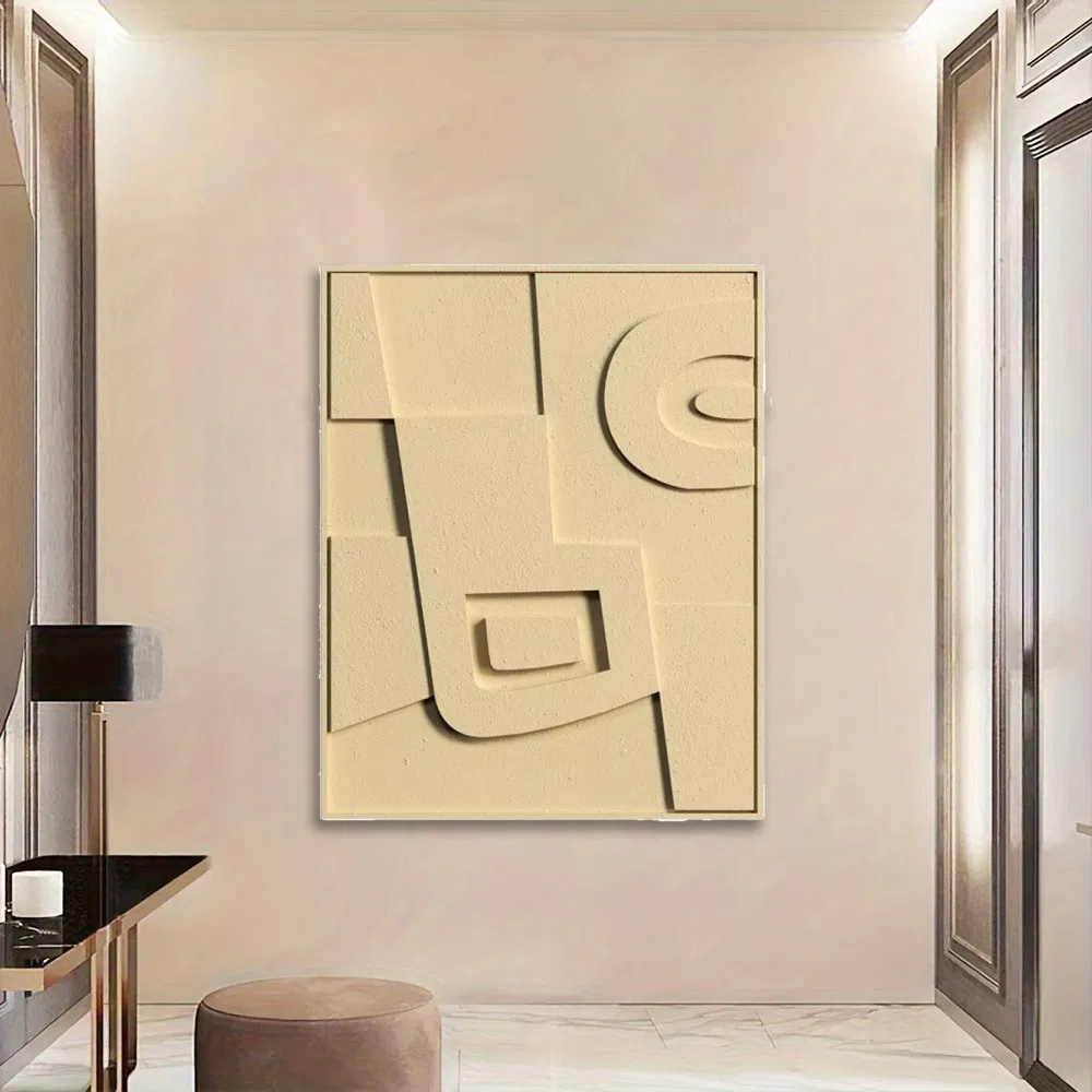 Modern 3D Abstract Geometry Oil Painting for Stylish Interiors