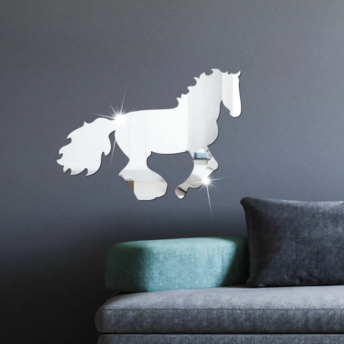 Acrylic Mercedes Horse Mirror Wall Decal Bedroom Decor