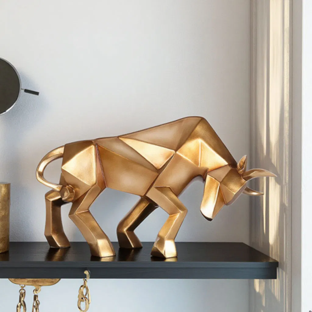Surprise Price Gold Bull Statue Home Office Living Room Interior Resin Animal Crafts Wealth Decoration Bull Sculpture