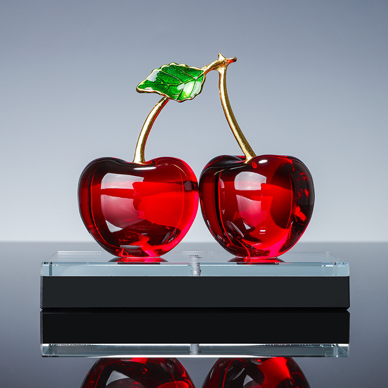 11cm Cherry Model Crystal Crafts Pairs Desktop Living Room Car Ornaments Personalized Gift