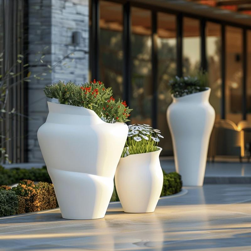 Fiberglass Flowerpot Floor Standing Large Modern Luxury Flower Vases