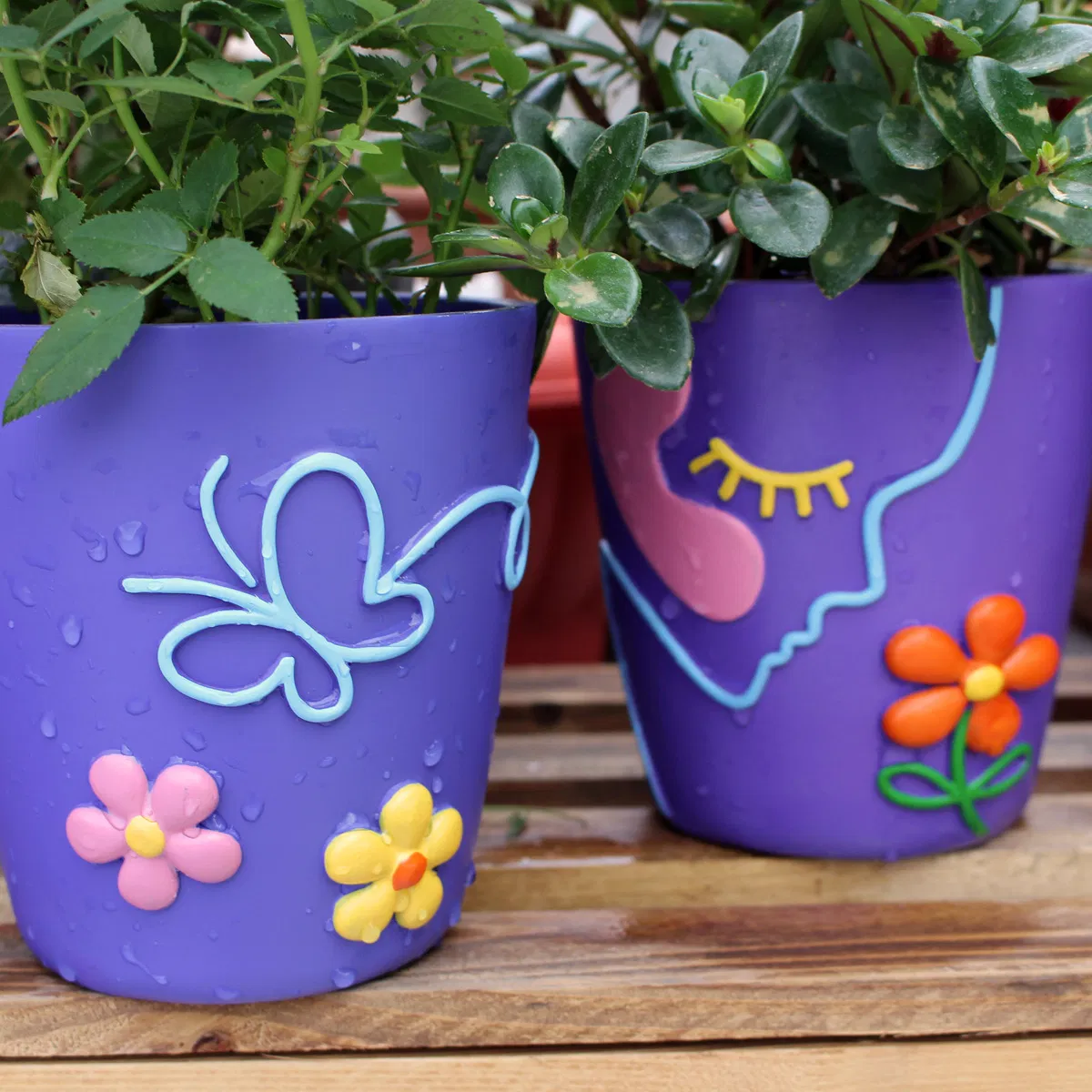 12cm 4.5inch Colorful Flower Pot Resin Home Desktop Vase Art Succulent Craft Garden Courtyard Decoration Ornaments