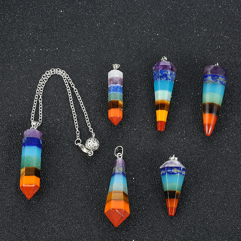 Natural Crystal Pendulum Hexagon Prism Bullet-Cut Faceted Cone Chakra Healing Decor