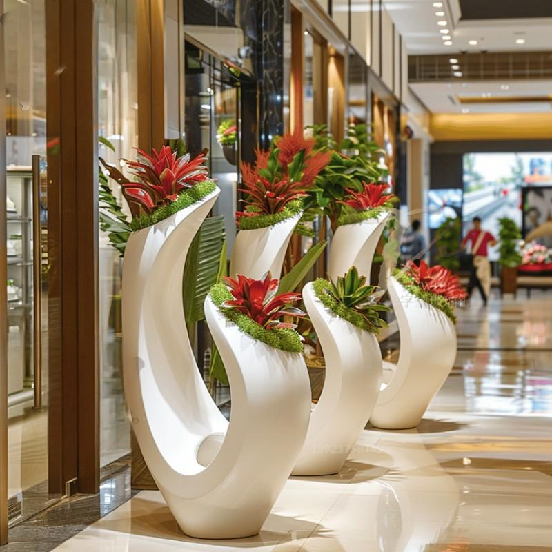 Fiberglass Flowerpot Floor Standing Large Modern Luxury Flower Vases
