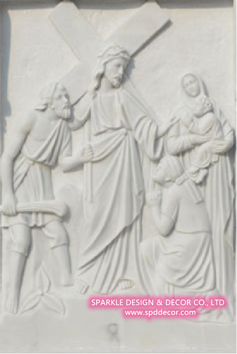 Church Religious Hand Carved White Marble Relief Panels for Sale