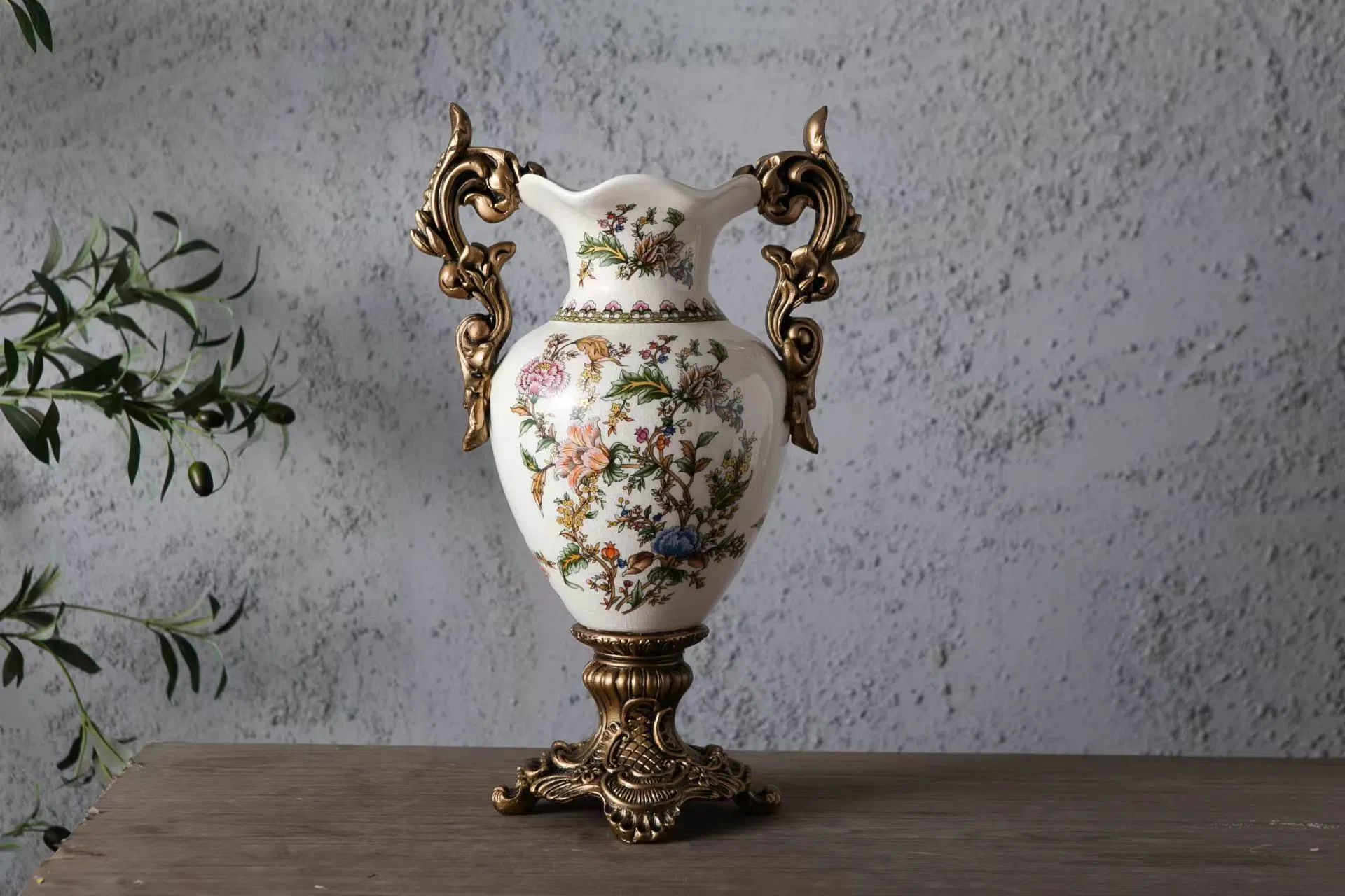 French Rococo Style Ceramic Vase with Gilded Bronze Mounts