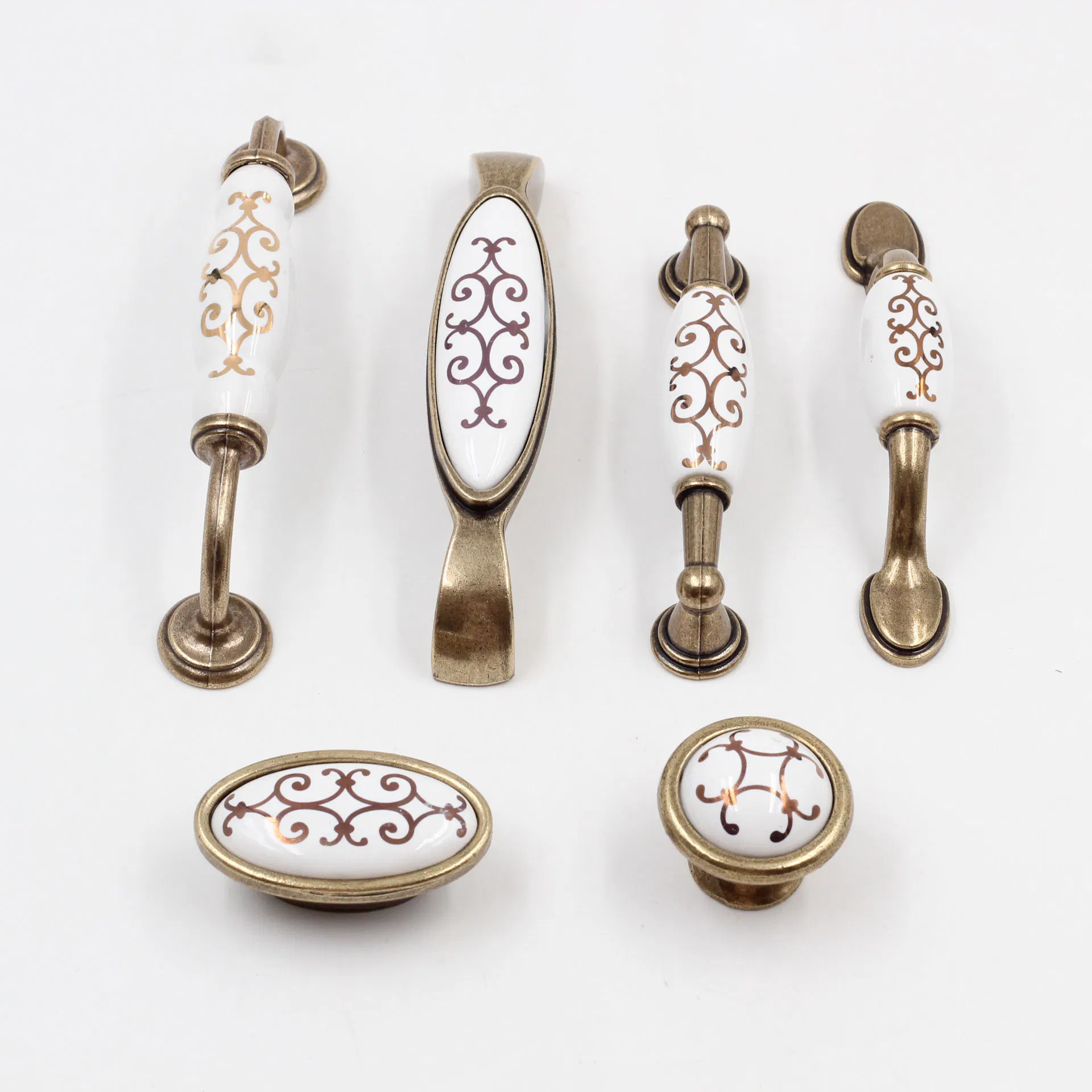 Fine Yellow Hook Flower Ceramic Handle European Antique Drawer Furniture Wardrobe Cabinet Handle