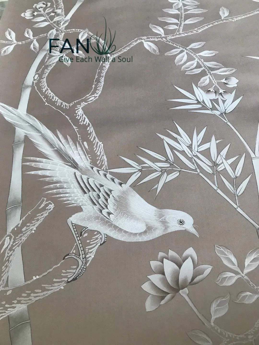 Luxurious Silk-Textured Hand-Painted Flower and Bird Wallpaper for Bedroom Decor