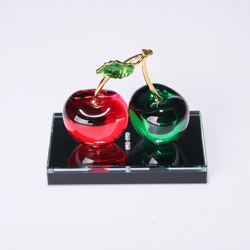 11cm Cherry Model Crystal Crafts Pairs Desktop Living Room Car Ornaments Personalized Gift