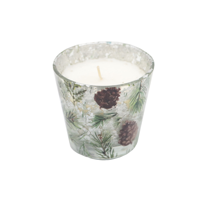 Festive Scented Glass Candle with Gold Accents
