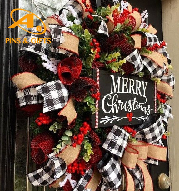 (Free Sample) 18 Inch with 50 LED Lights for Fireplace Walls Stairs Christmas Wreath Home Decoration Home Decor