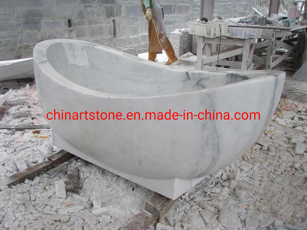 High-End Nature Stone White Marble Bathtub for Bathroom