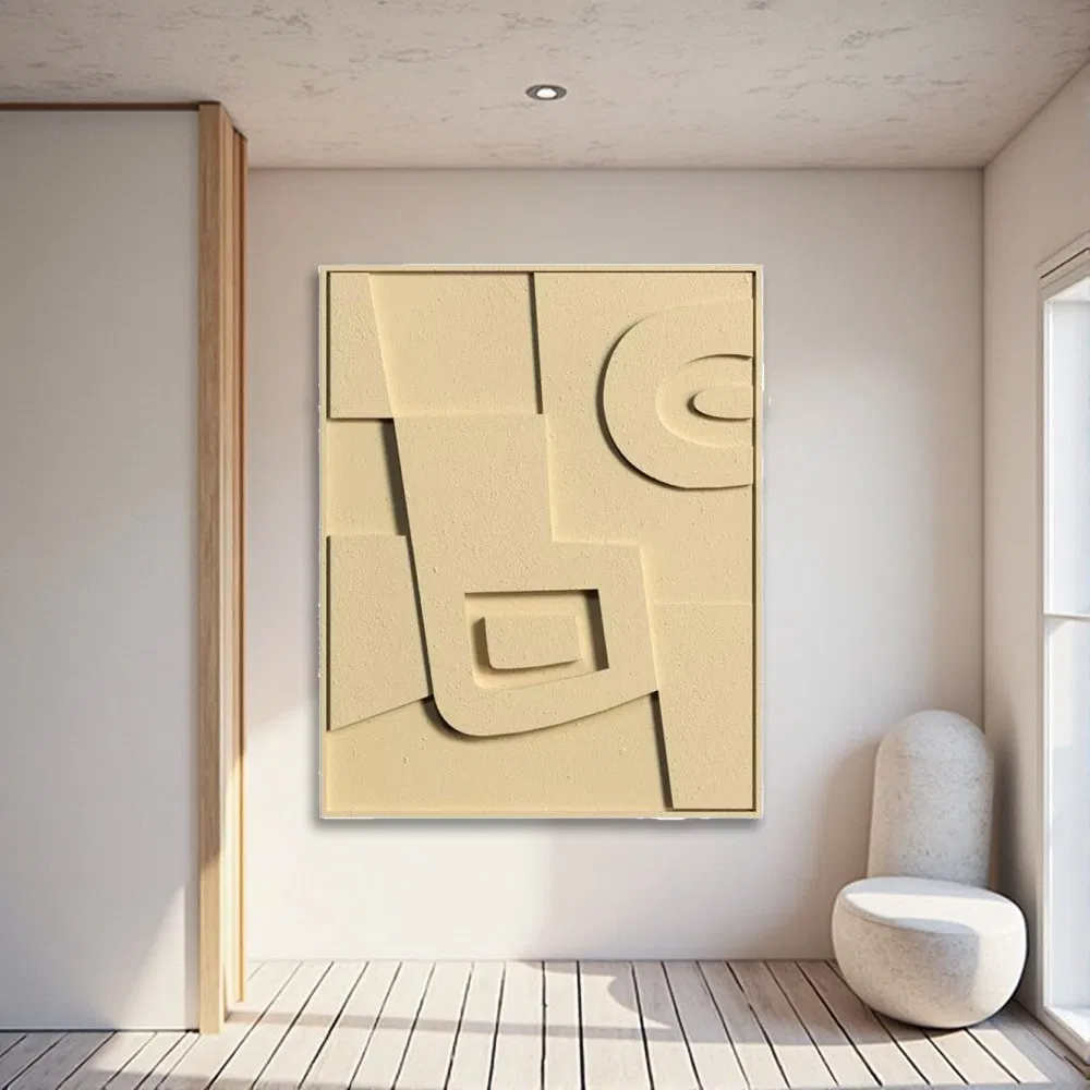 Modern 3D Abstract Geometry Oil Painting for Stylish Interiors