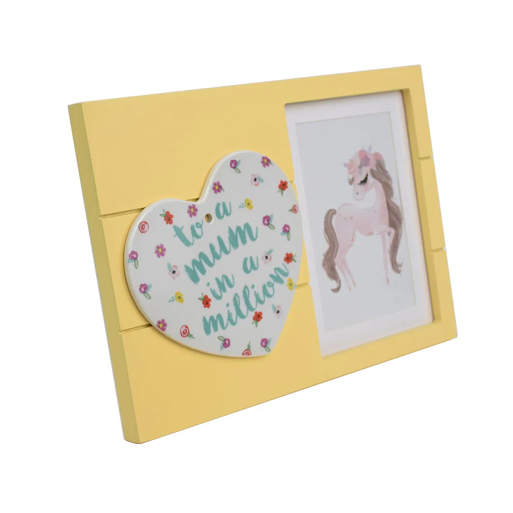 Lovely Design Wood Photo Frames with Ceramic Ornament