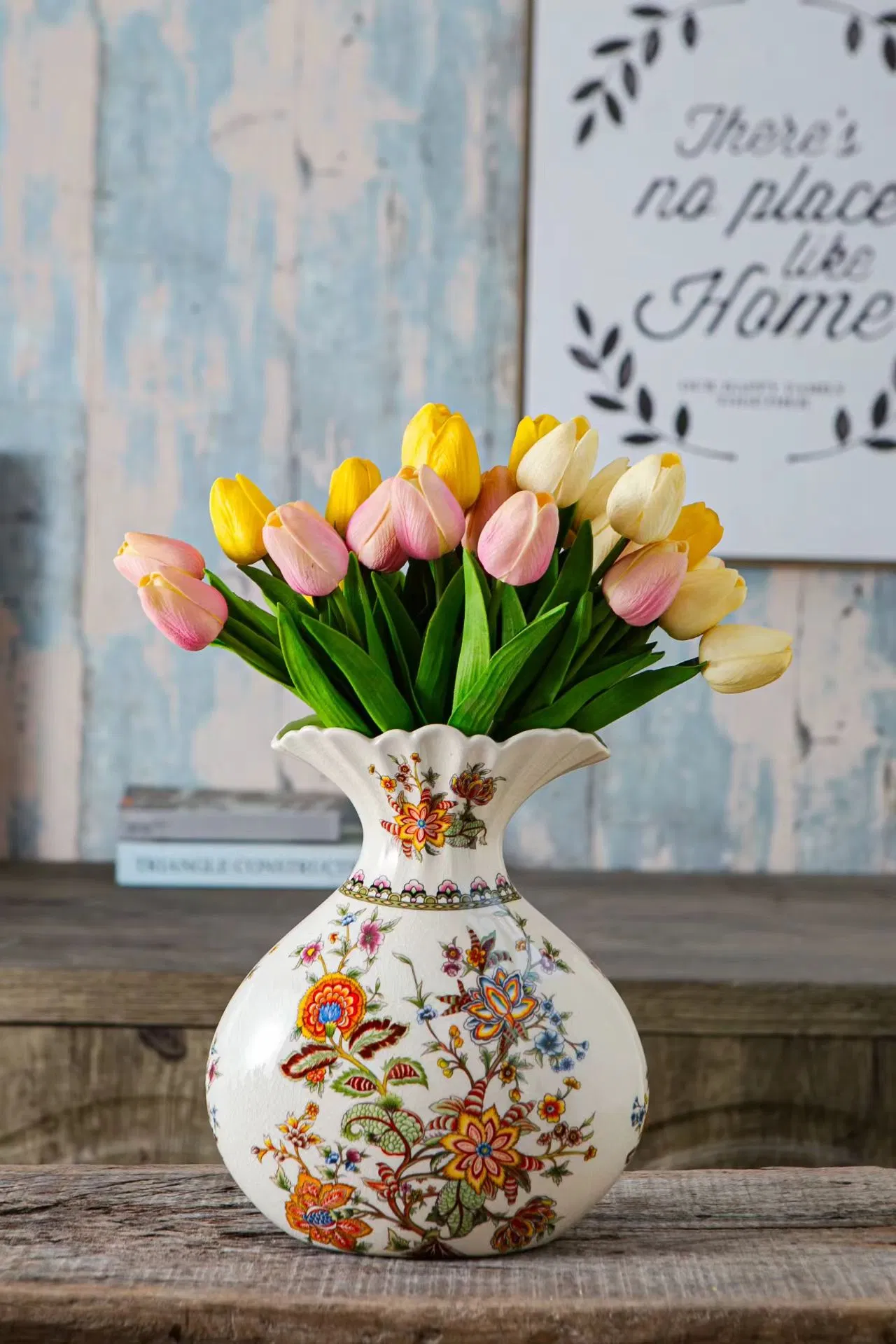 Bohemian Style Hand-Painted Crackle Ceramic Vase