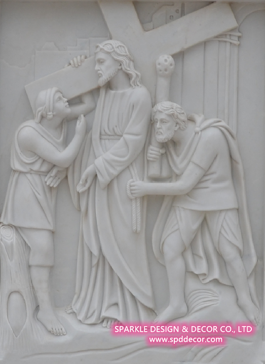 Hand Carved Christian Religious Saint Jesus Marble Carving Panels Marble Relief for Church