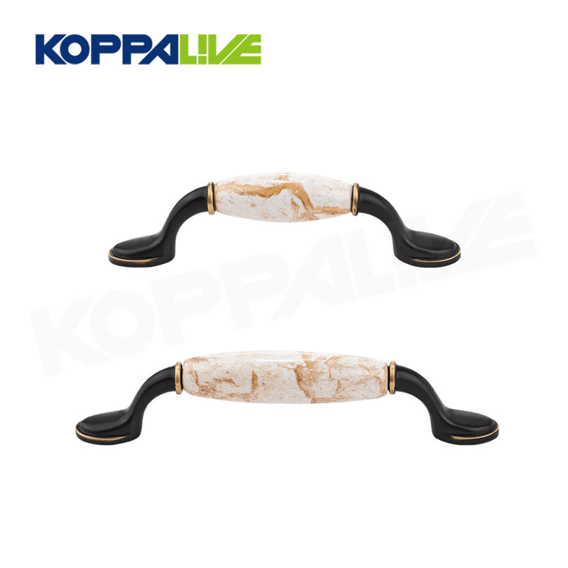 Koppalive Retro Solid Brass Dresser Drawer Pull Kitchen Cabinet Door Handle Antique Bronze Ceramic Furniture Handles
