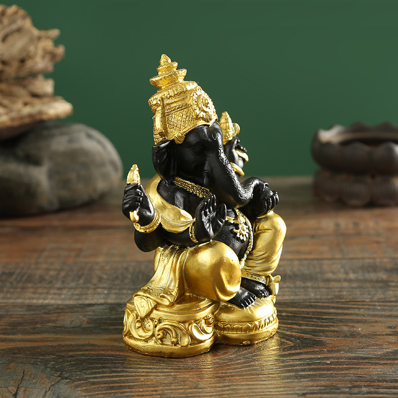 5 Inch 12.5cm Personalized Desktop Resin Crafts Indian Buddha Statue Elephant God Ornament