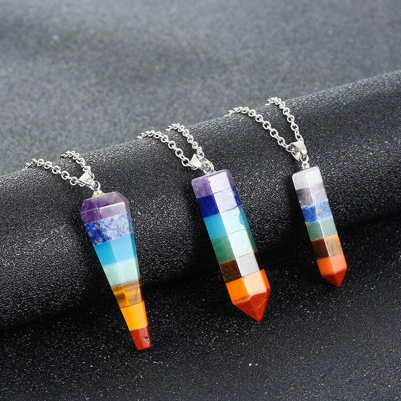 Natural Crystal Pendulum Hexagon Prism Bullet-Cut Faceted Cone Chakra Healing Decor