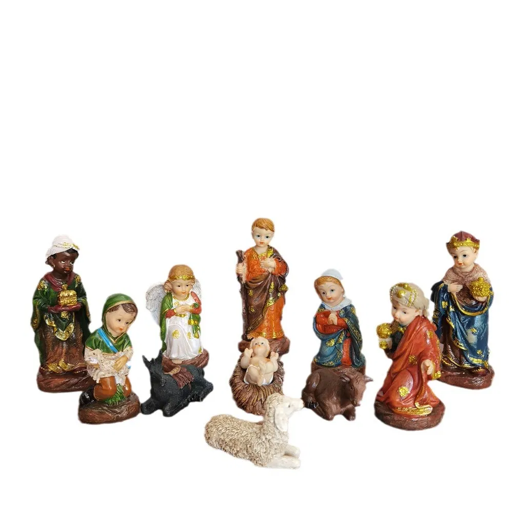 4.7inch 12cm Christmas Manger Craft Ornament Church Desktop Character Decoration Resin Nativity Set