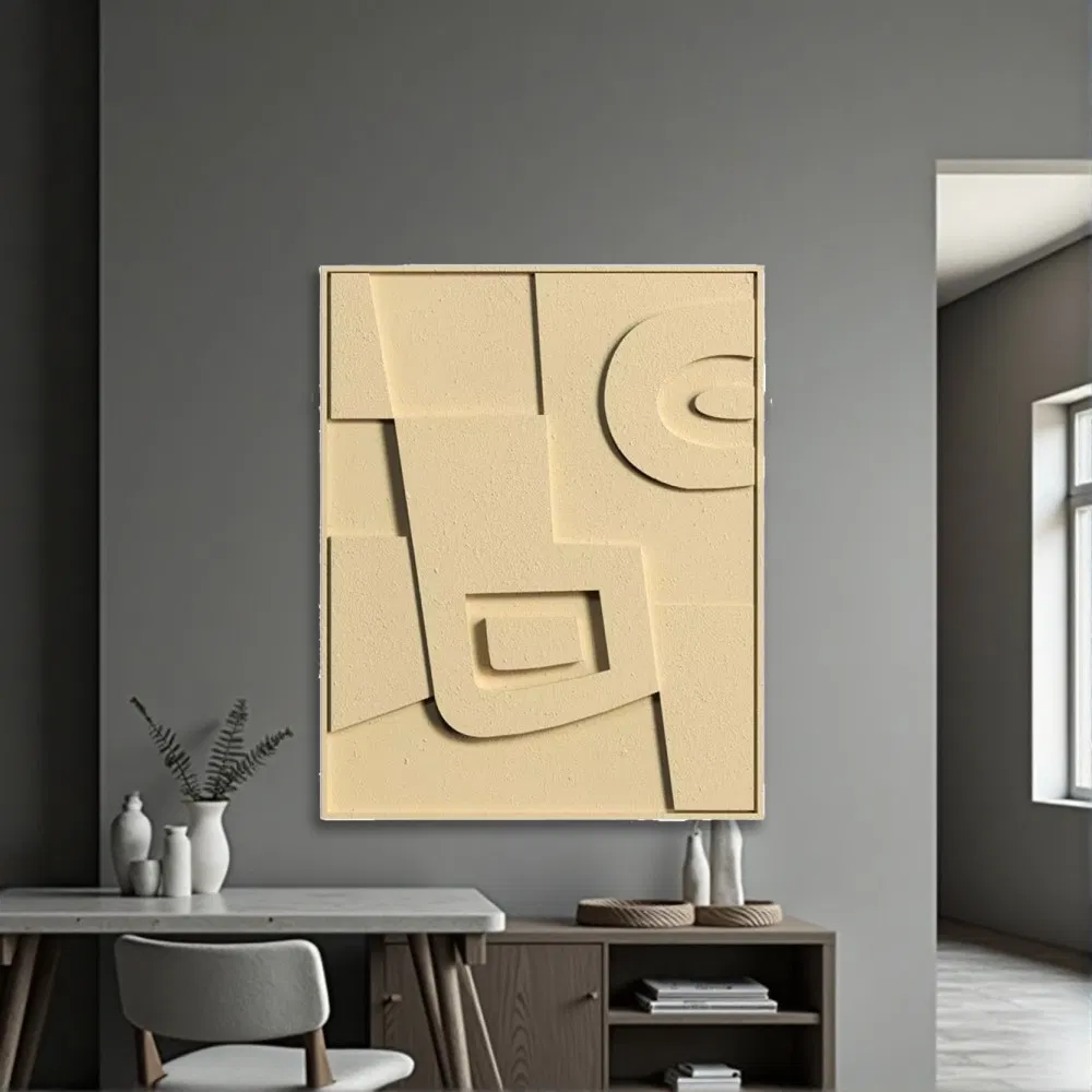 Modern 3D Abstract Geometry Oil Painting for Stylish Interiors