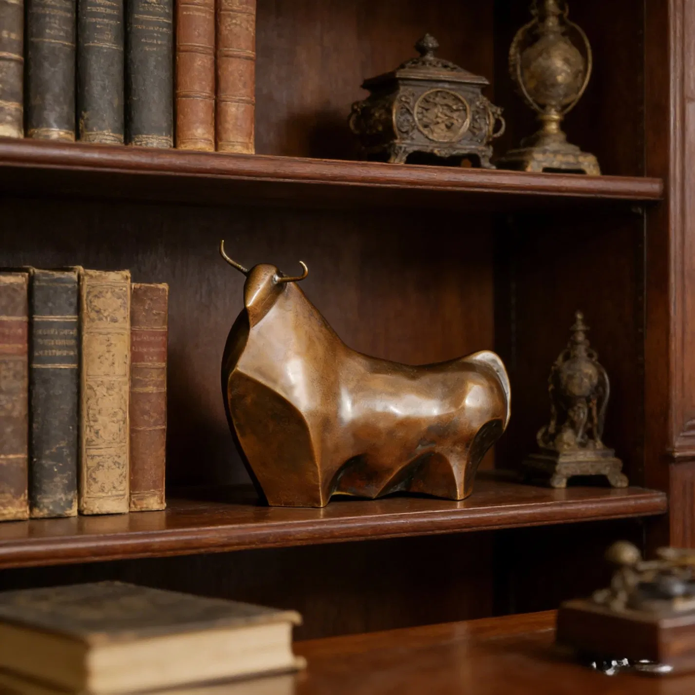 Abstract Bull Bronze Statue-Handmade Modern Animal Art Sculpture