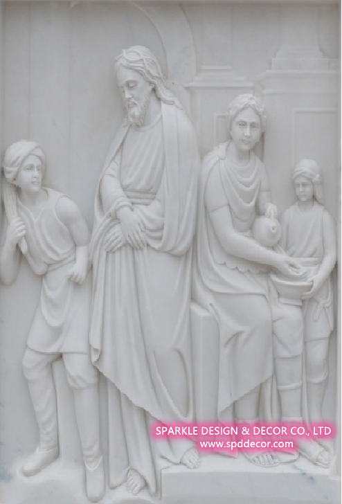 Hand Carved Christian Religious Saint Jesus Marble Carving Panels Marble Relief for Church