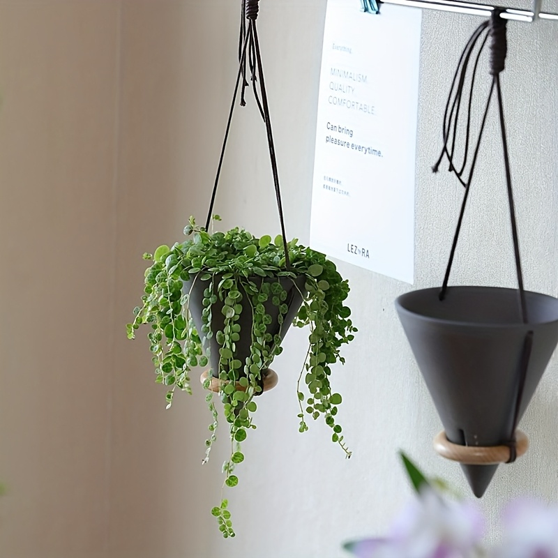 Modern Conical Wall Planter with Rope for Beautiful Indoor Gardens
