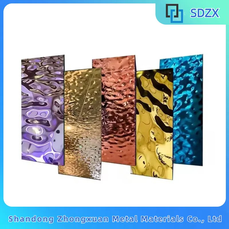Ss 304 Golden Color Ceiling Wall Water Ripple Stamped Decorative Stainless Steel Sheet Plate
