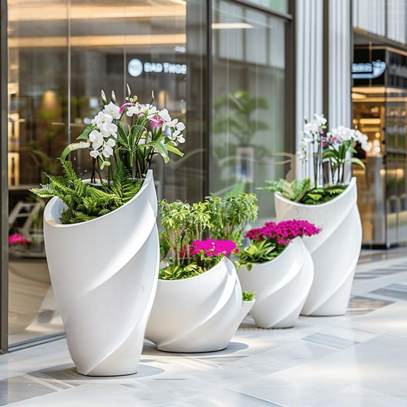 Fiberglass Flowerpot Floor Standing Large Modern Luxury Flower Vases