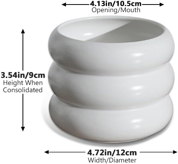 4.7 Inch Modern Plant Pot White Ceramic Glaze Succulent Planters for Indoor Unique Pots