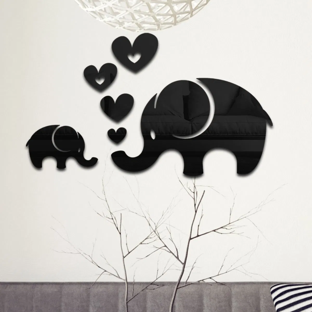 Scandi Baby Elephant 3D Acrylic Wall Art New Animal Silhouette Decor Wholesale