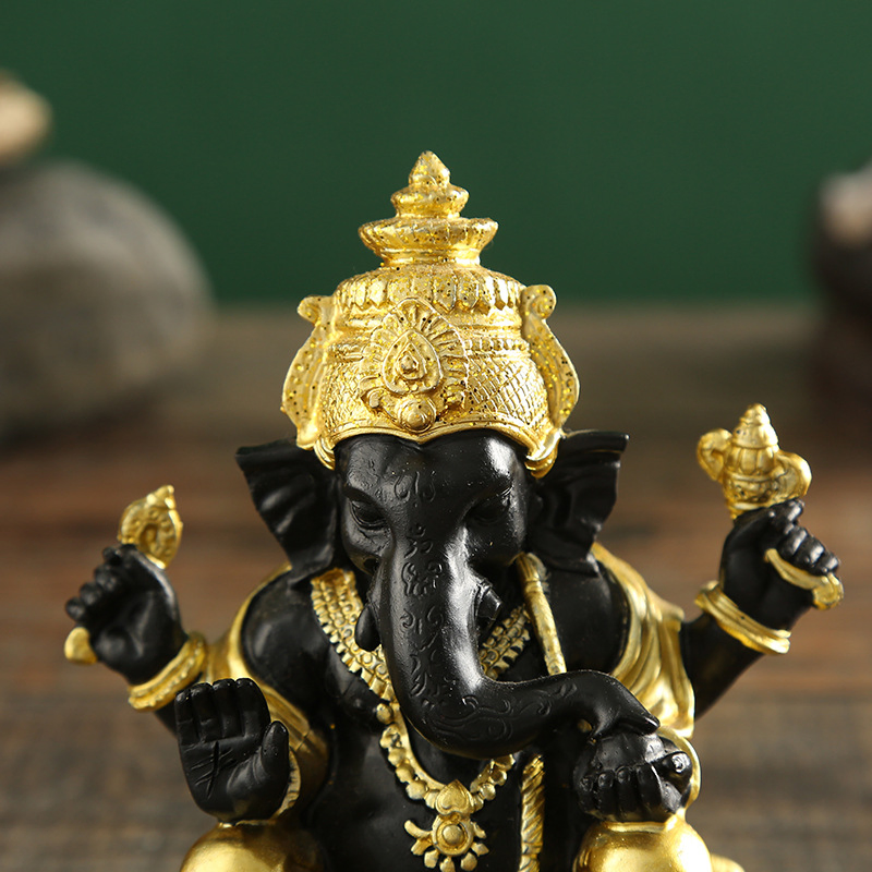 5 Inch 12.5cm Personalized Desktop Resin Crafts Indian Buddha Statue Elephant God Ornament