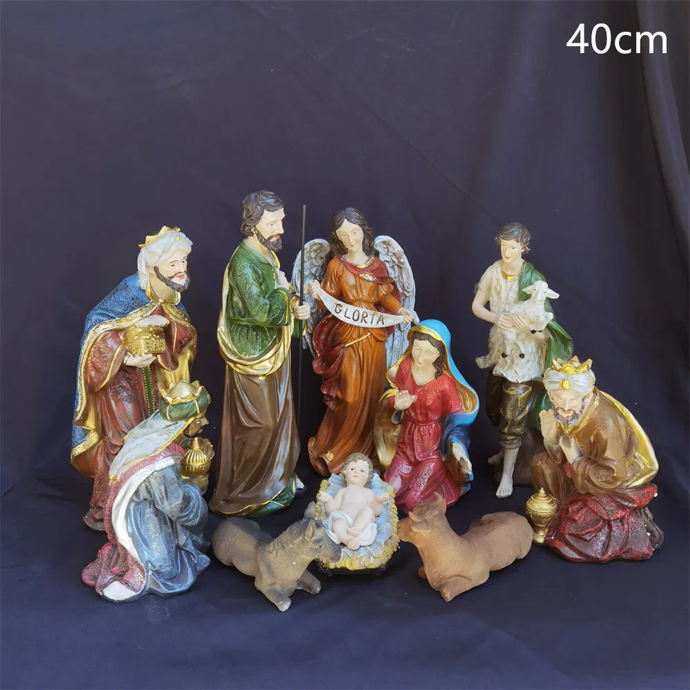 40cm 16inch Customized Hand Painting Resin Ornament Church Crafts Nativity Sets Decoration Christmas Manger