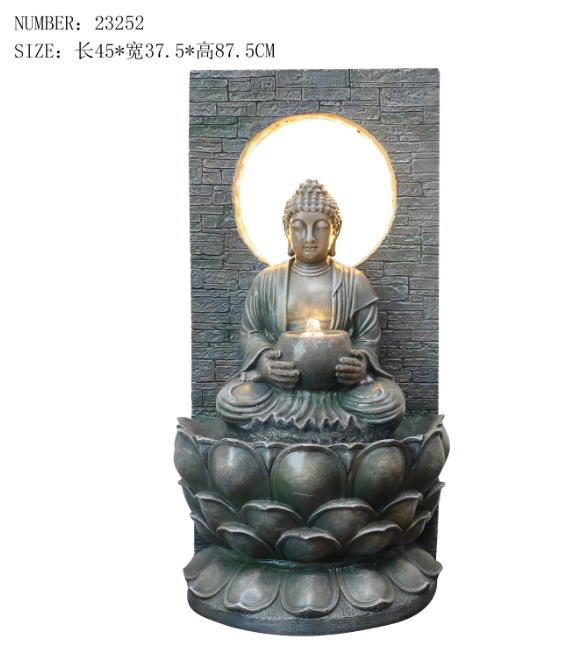 Indoor Buddha Statue with Lotus Pedestal Zen Ornaments Buddha Decor Gifts