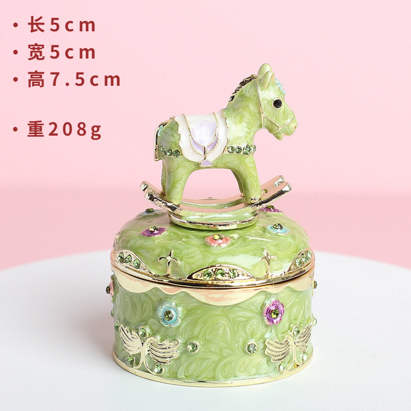 7cm 3inch Metal Enamel Color Crafts Home Cute Cartoon Wooden Horse Desktop Enameled Ornaments Gift