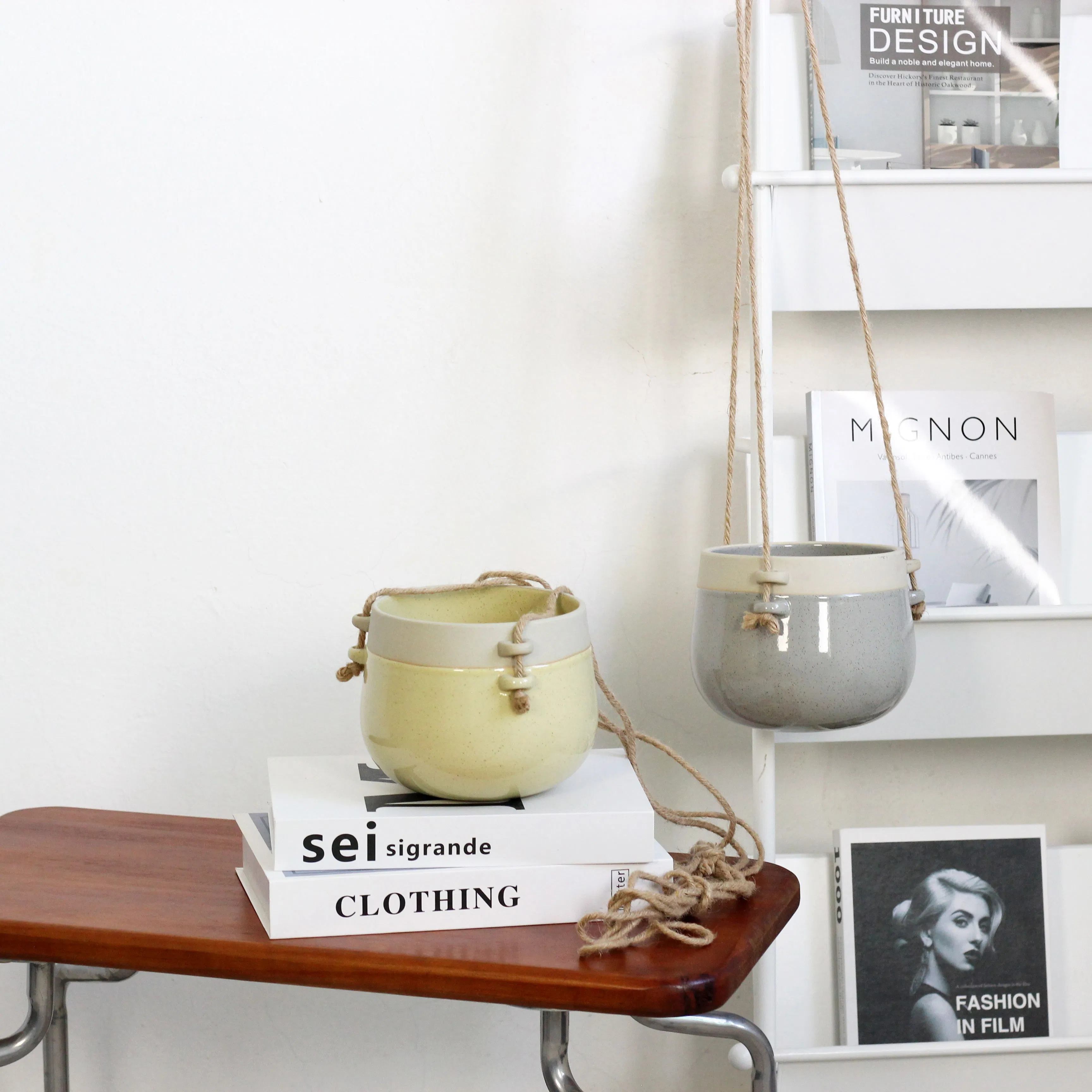 Modern Speckled Glaze Hanging Planter for Indoor Plants