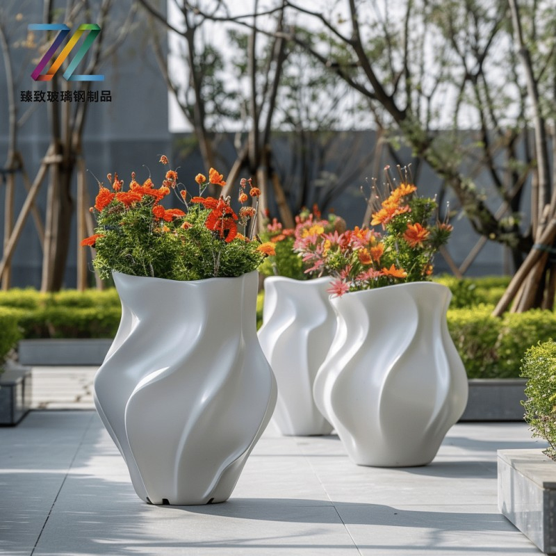 Fiberglass Flowerpot Floor Standing Large Modern Luxury Flower Vases