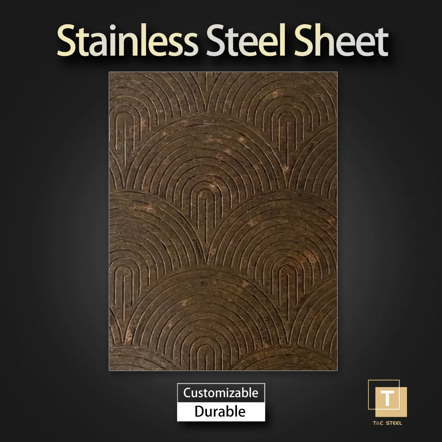 Inox Grade 201 304 4X8 Deep Etched Antique Bronze Color Decorative Stainless Steel Plate for Wall Cladding