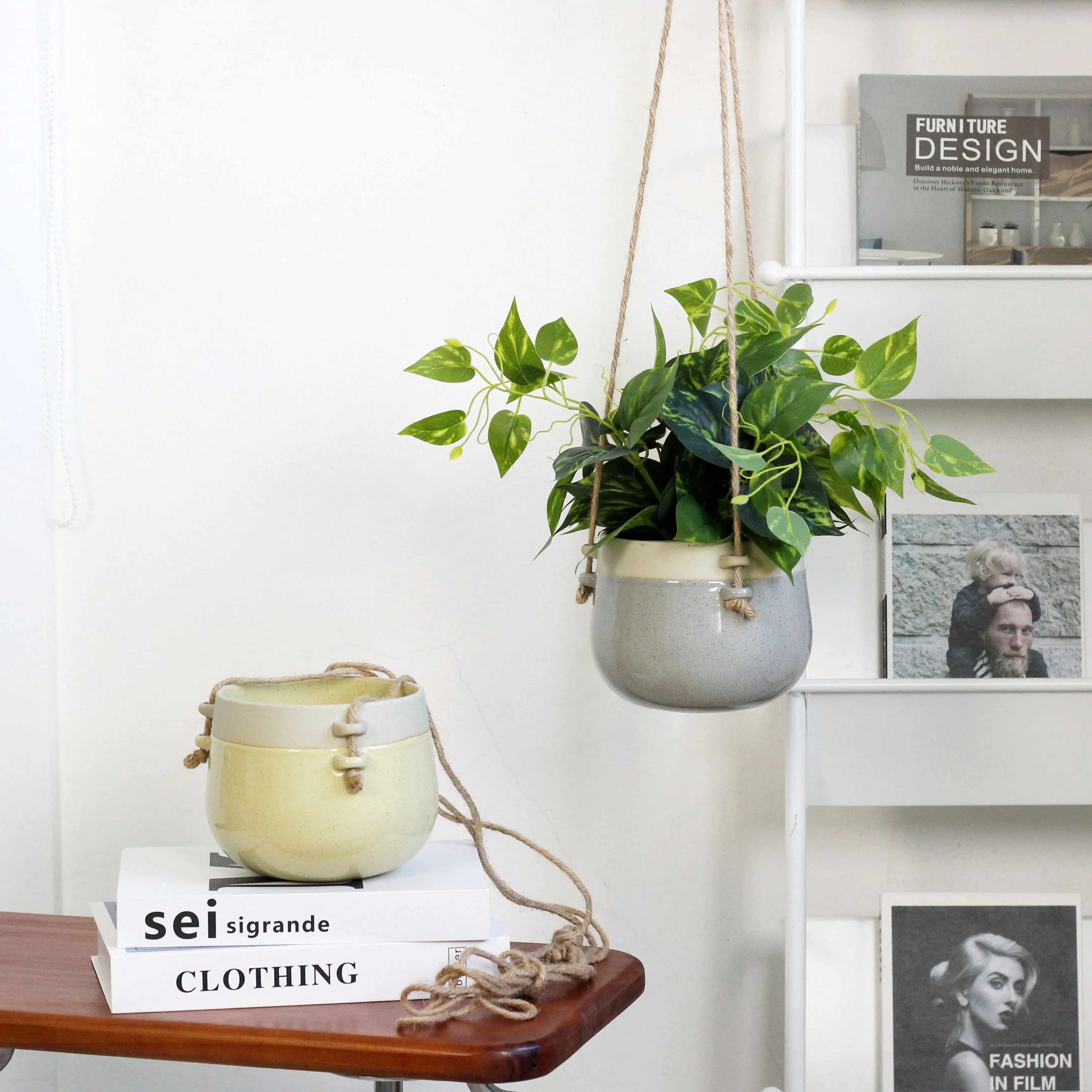 Modern Speckled Glaze Hanging Planter for Indoor Plants