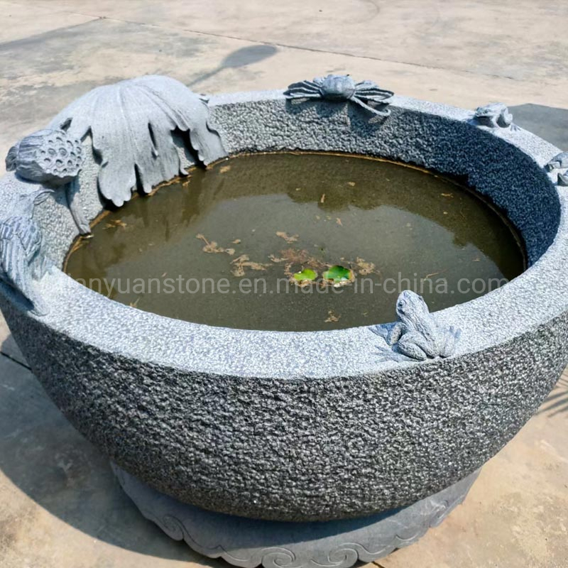 Granite Stone Decorative Large Flower Pots Planters Water Bowls with Relief Carving Design