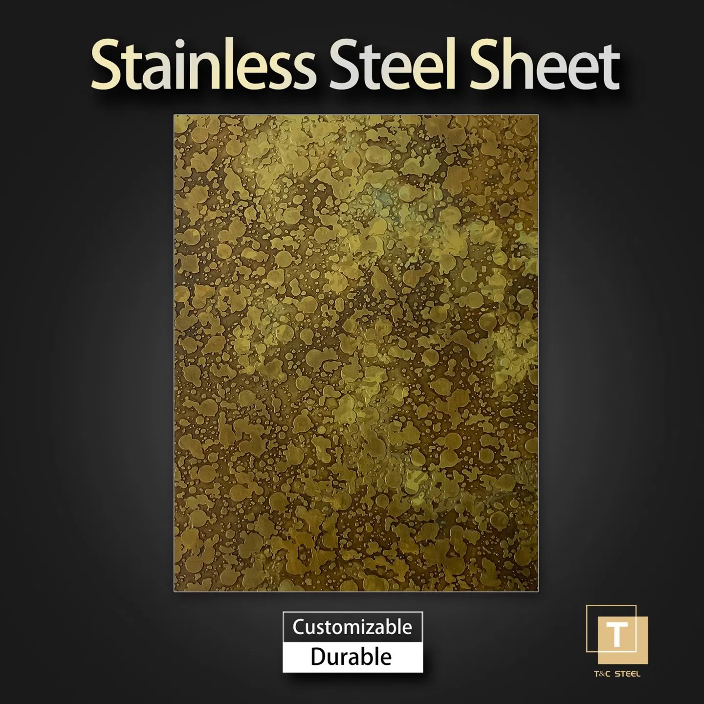 Antique Etched Textured Patina Brass Coated Cladding Decorative Metal Panel Antique 430 201 304 316 Stainless Steel Plate for Interior Wall Building